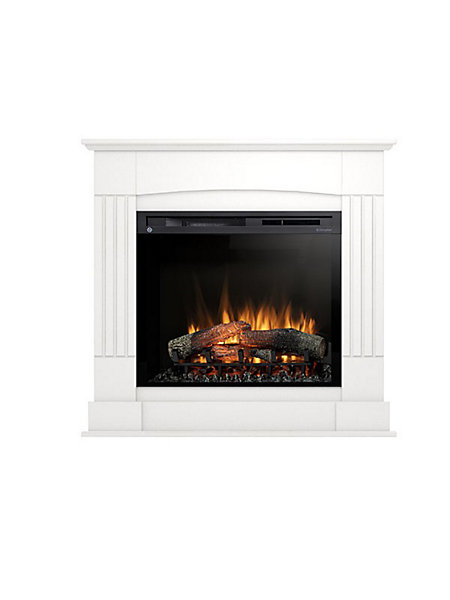CAVO - Cheminée électrique au sol sur pied avec LED - Blanc - 93 x 93 x 30 - 28'