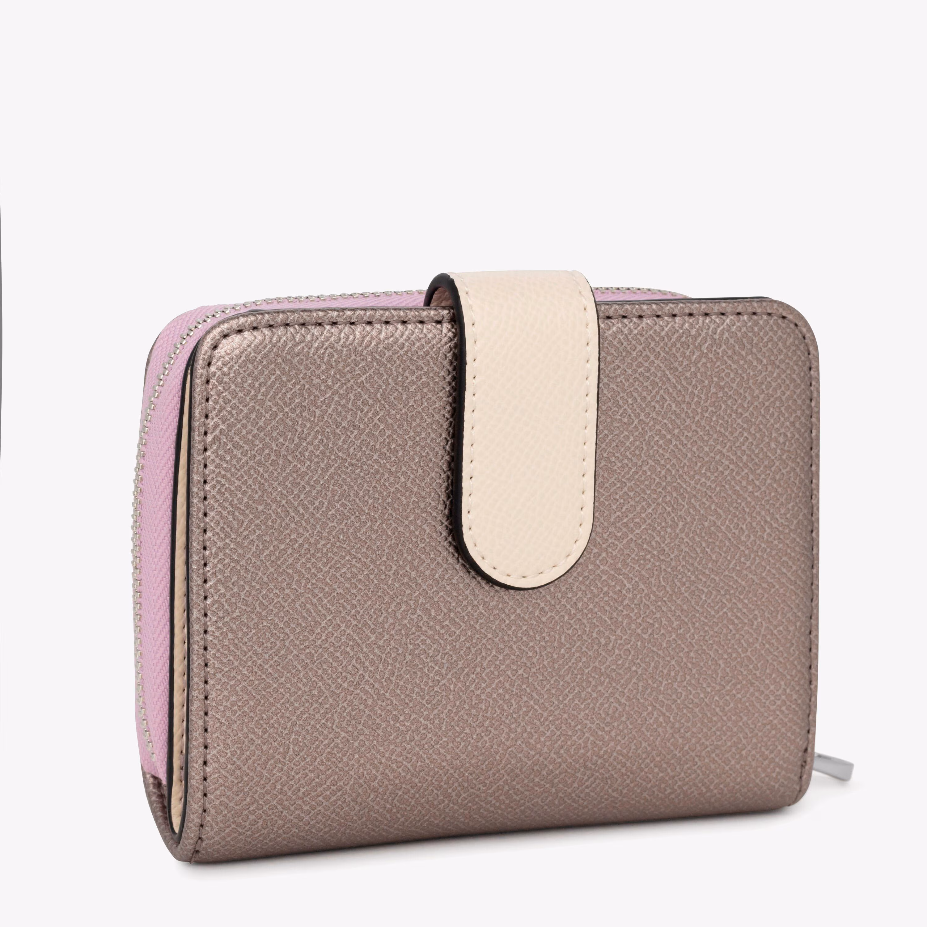 Billetera pequeña plateada New Dubai Saffiano