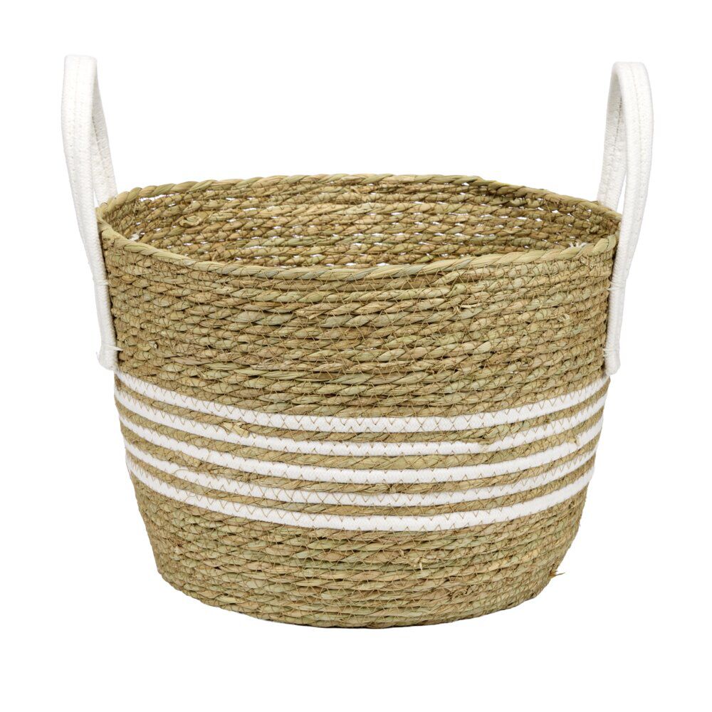 Panière avec grandes anses fibre et coton Ø32xH28cm Taille L