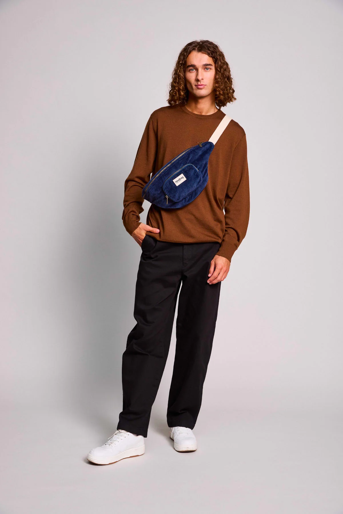Sac banane XL Sofia Velours Marine