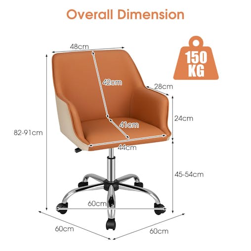 NNECW PU Swivel Home Office Chair with Adjustable Height & Ergonomic Design