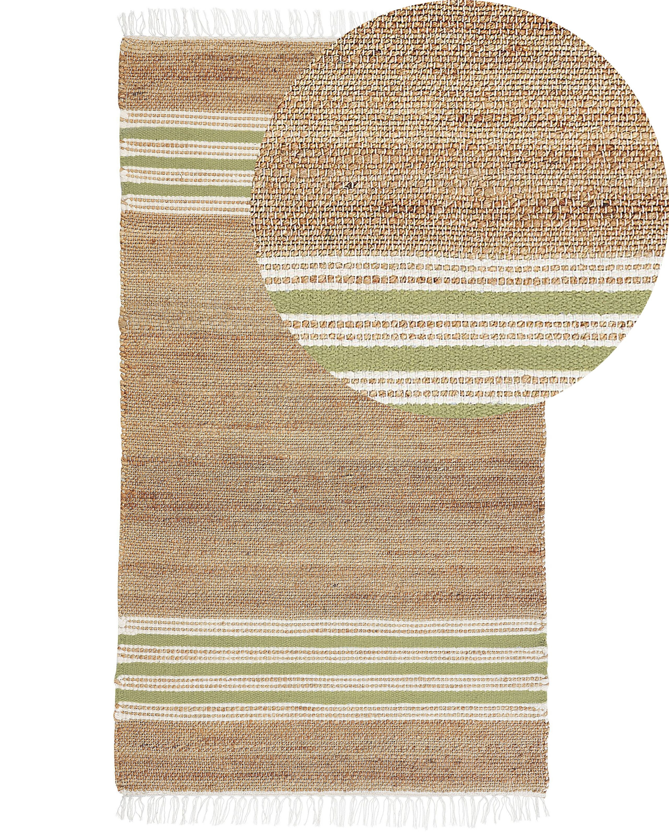 Dywan 80x150 cm z juty beżowo-zielony