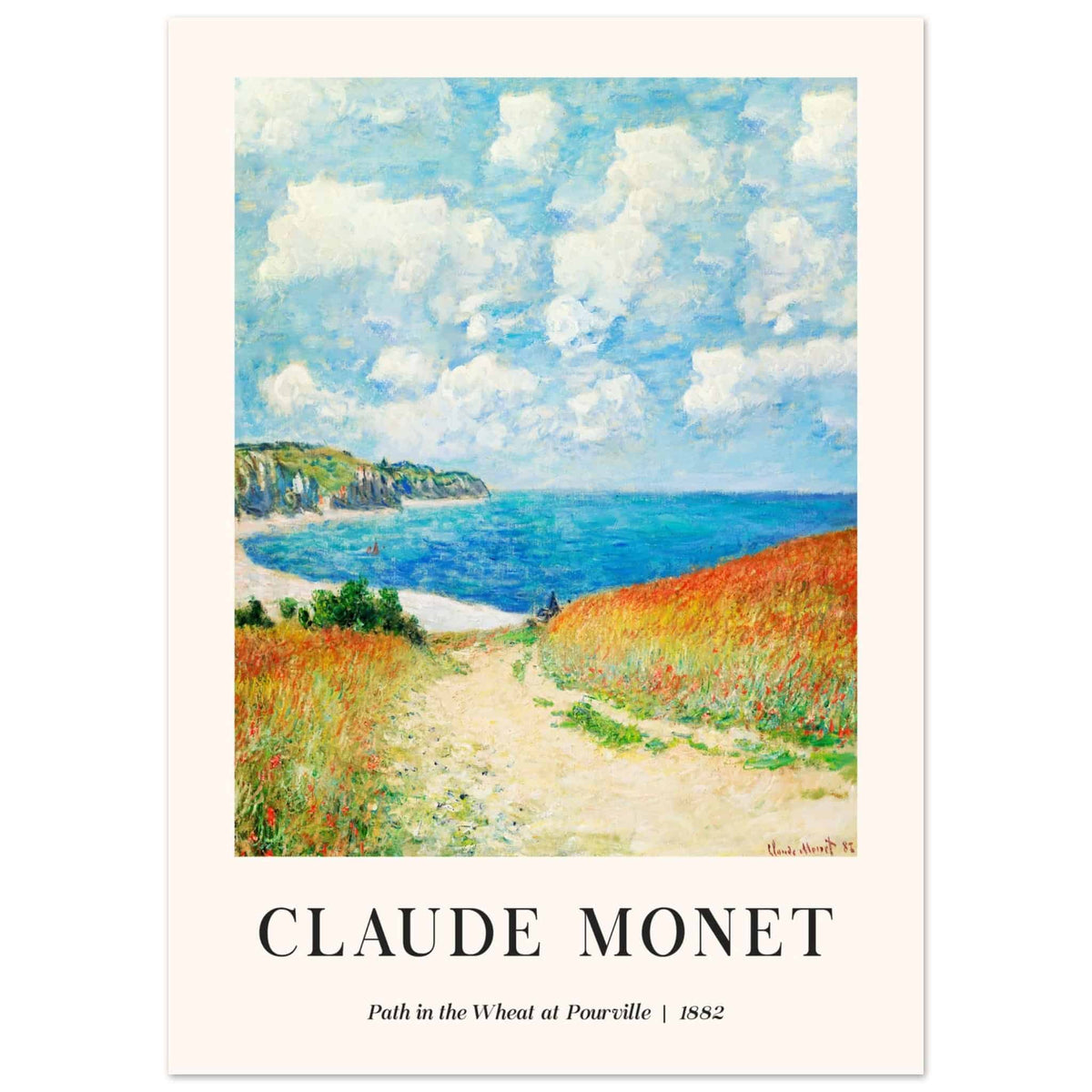 Artfulprints Poster Claude Monet - Path in the weath at Pourville  - 50x70 cm - Blauw