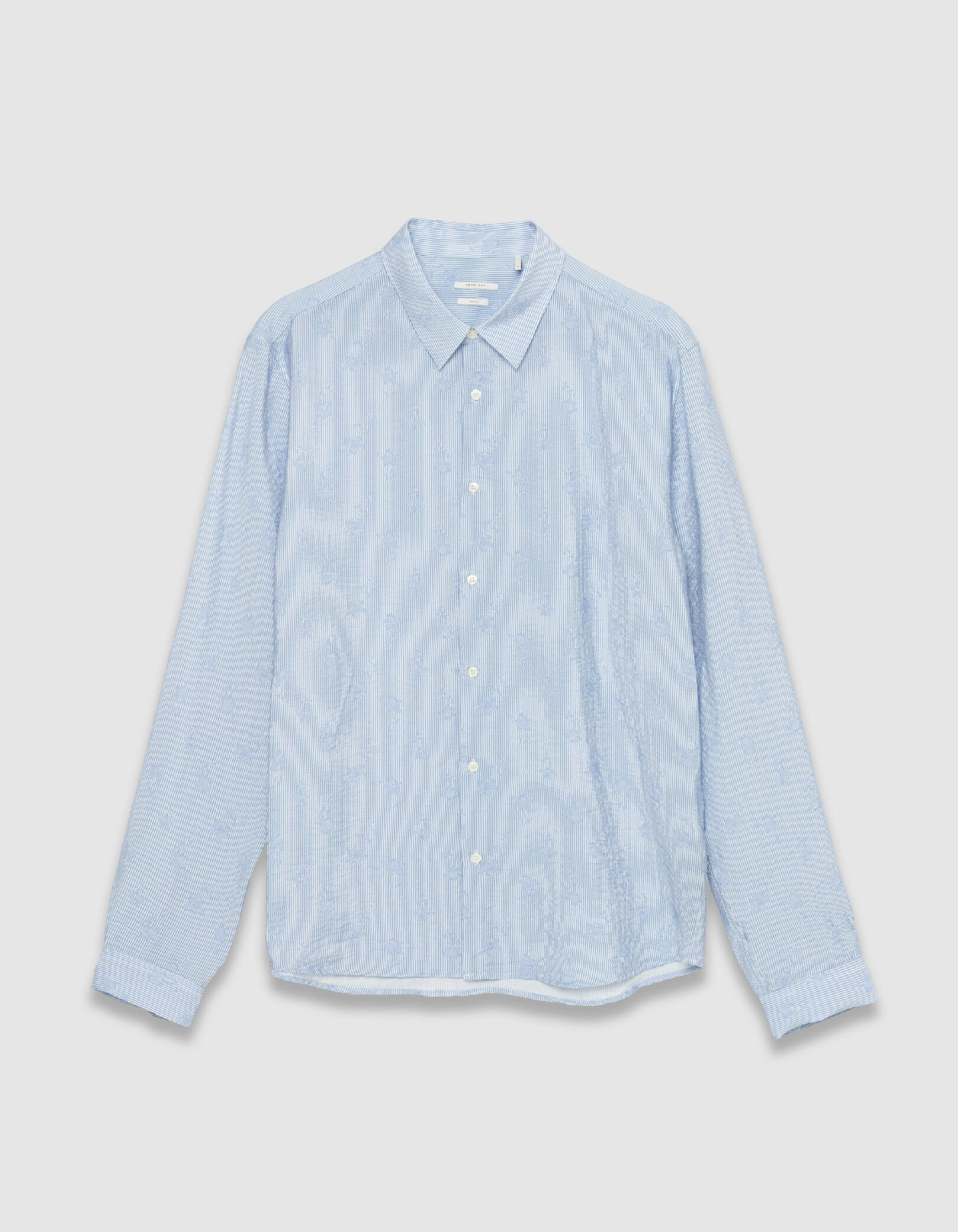 Chemise slim bleue imprimé fleurs sur rayures Homme