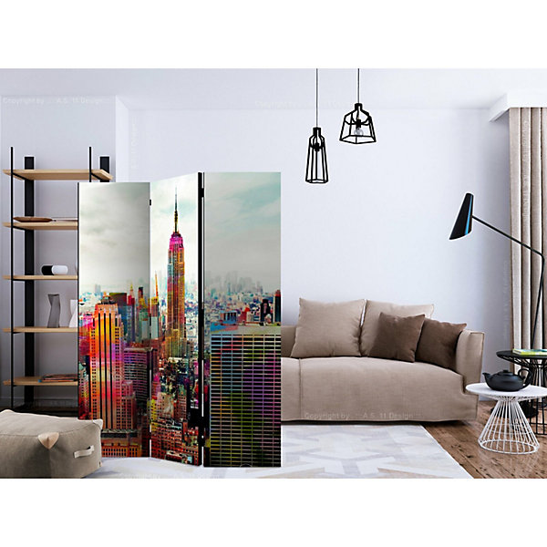 Paravent Décoratif Urbain aux Couleurs de New York City 135 x 172 cm Multicolore