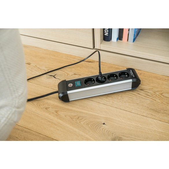 Premium-Alu-Line Steckdosenleiste mit Schalter 4-fach 1,8m