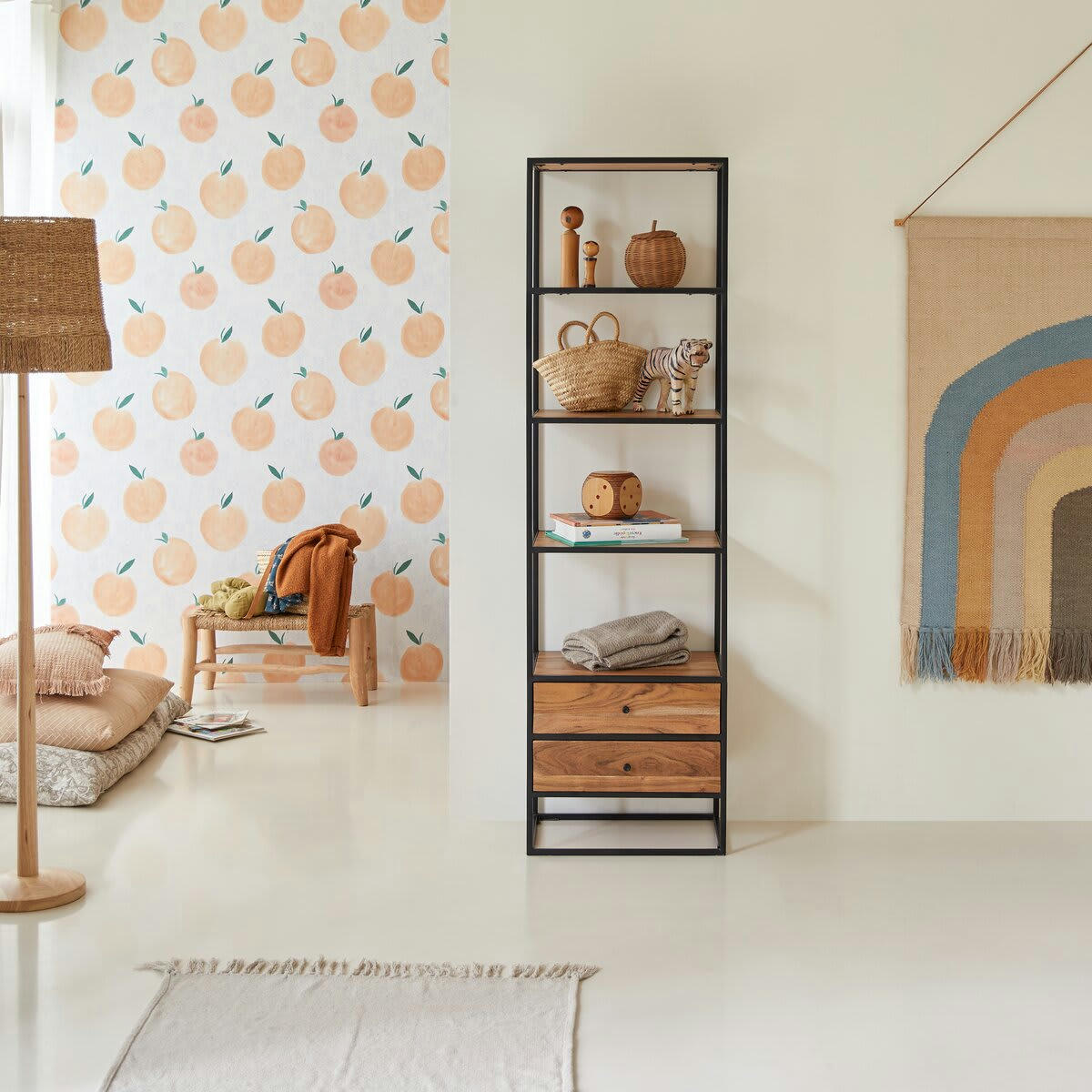 AGRA - Etagère enfant en acacia massif et métal