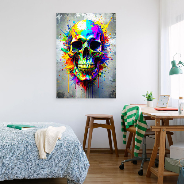 Obraz do biura salonu, Kolorowa Czaszka Abstrakcja 20x30