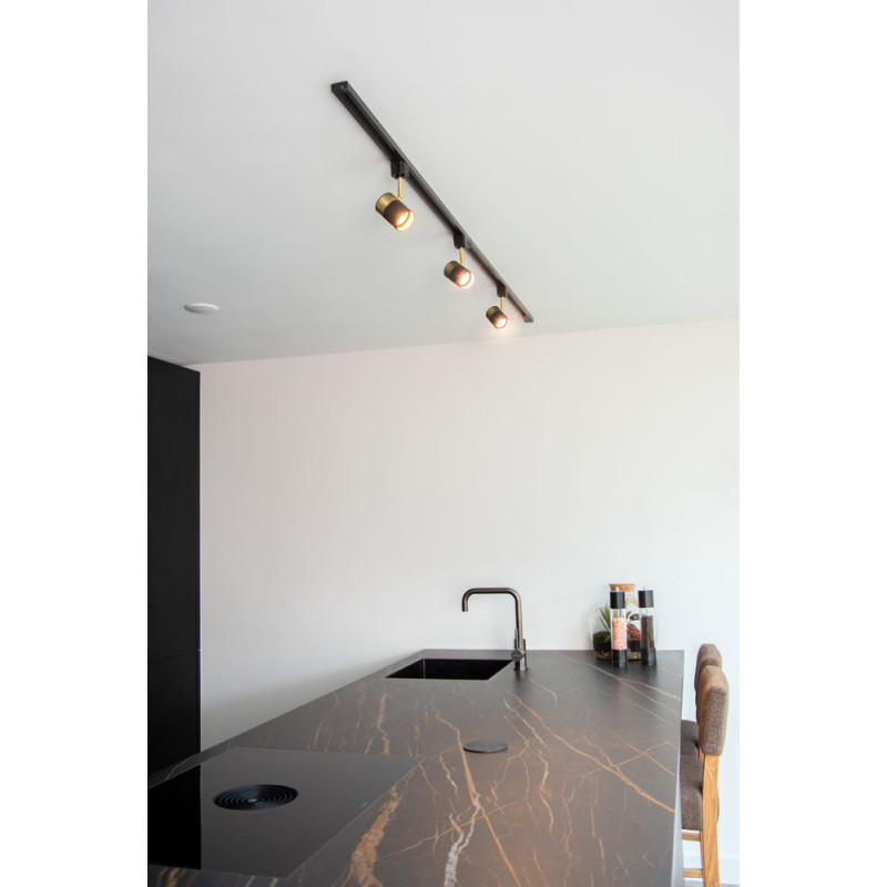 Spot LED Track Floris noir et or dimmable GU10 50 W LUCIDE