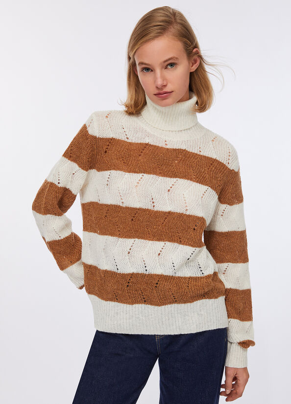Dolcevita a righe in lana e alpaca
