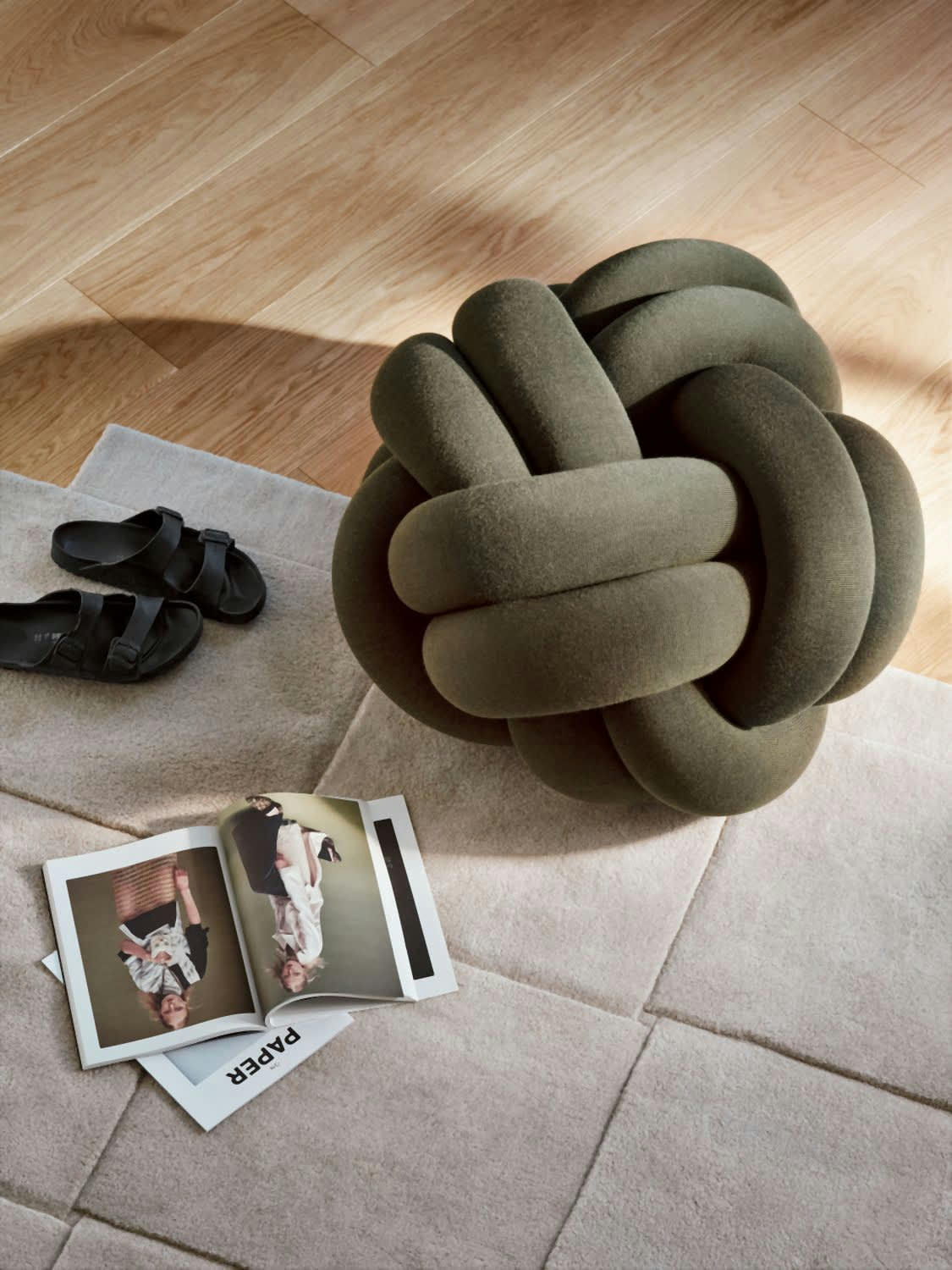 - Tapis Basket Tissus beige 180x180 cm