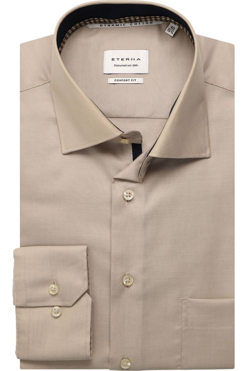ETERNA Dynamic Cotton Comfort Fit Hemd beige, Einfarbig
