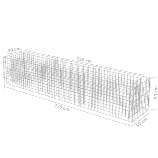 NNEVL Gabion Raised Bed Galvanised Steel 270x50x50 cm