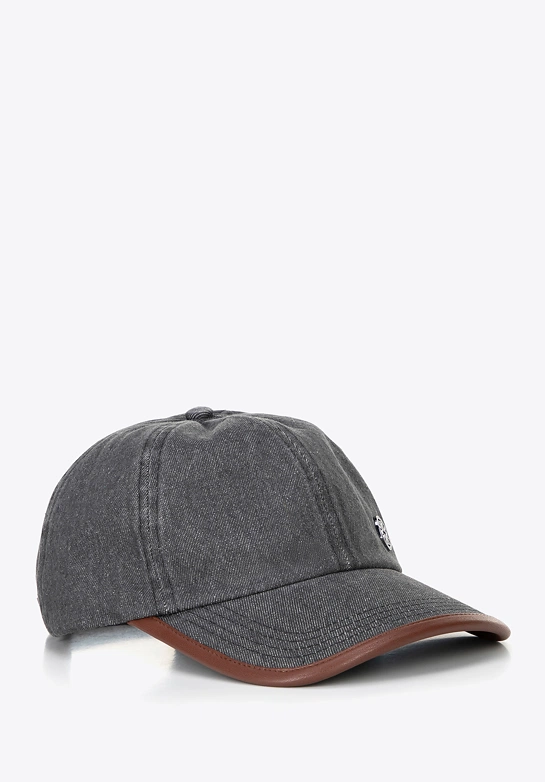 Czapka z daszkiem z domieszką bawełny unisex szaro - brązowa