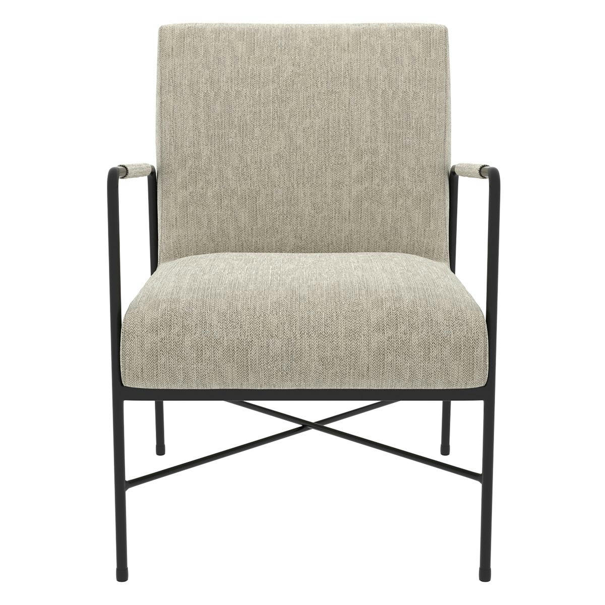 LUIS - Fauteuil chevron gris pieds métal