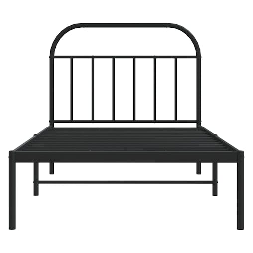 NNEVL Metal Bed Frame with Headboard Black 107x203 cm