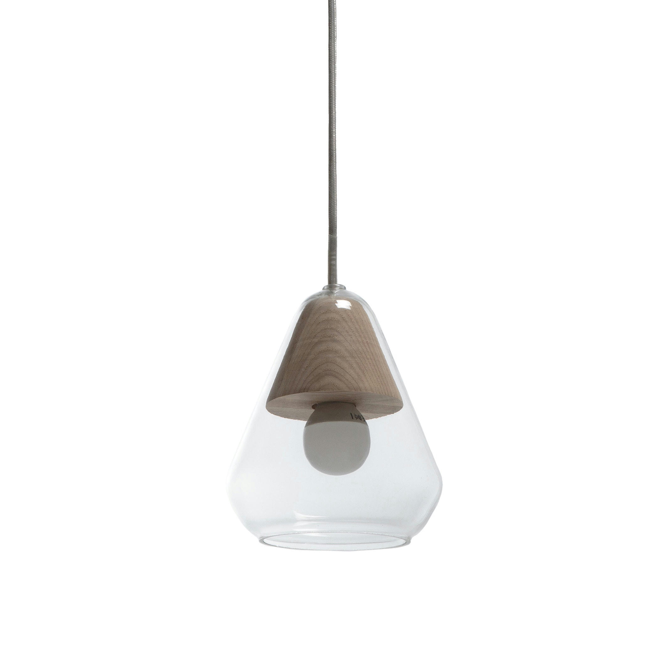 Suspension verre et bois Ø14 cm, Nasoa
