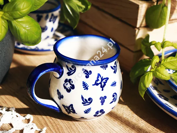 Kubek baryłka 0,3 L Bolesławiec - Niebieskie Motyle gat. I