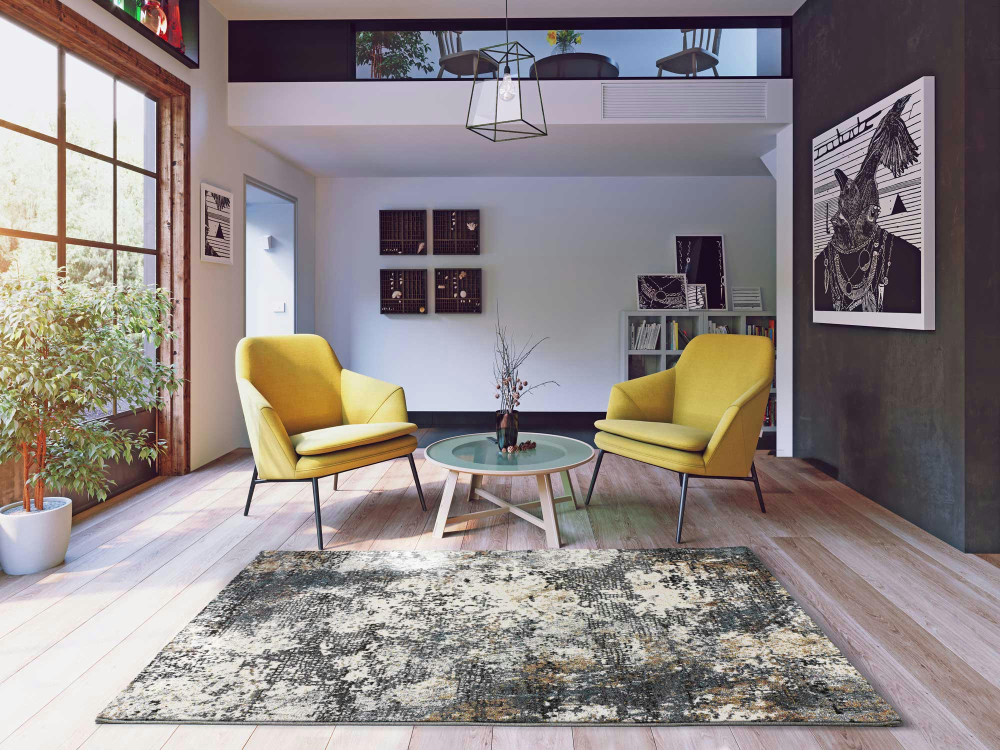 SHEKI - Tapis design abstrait gris, 080X150 cm