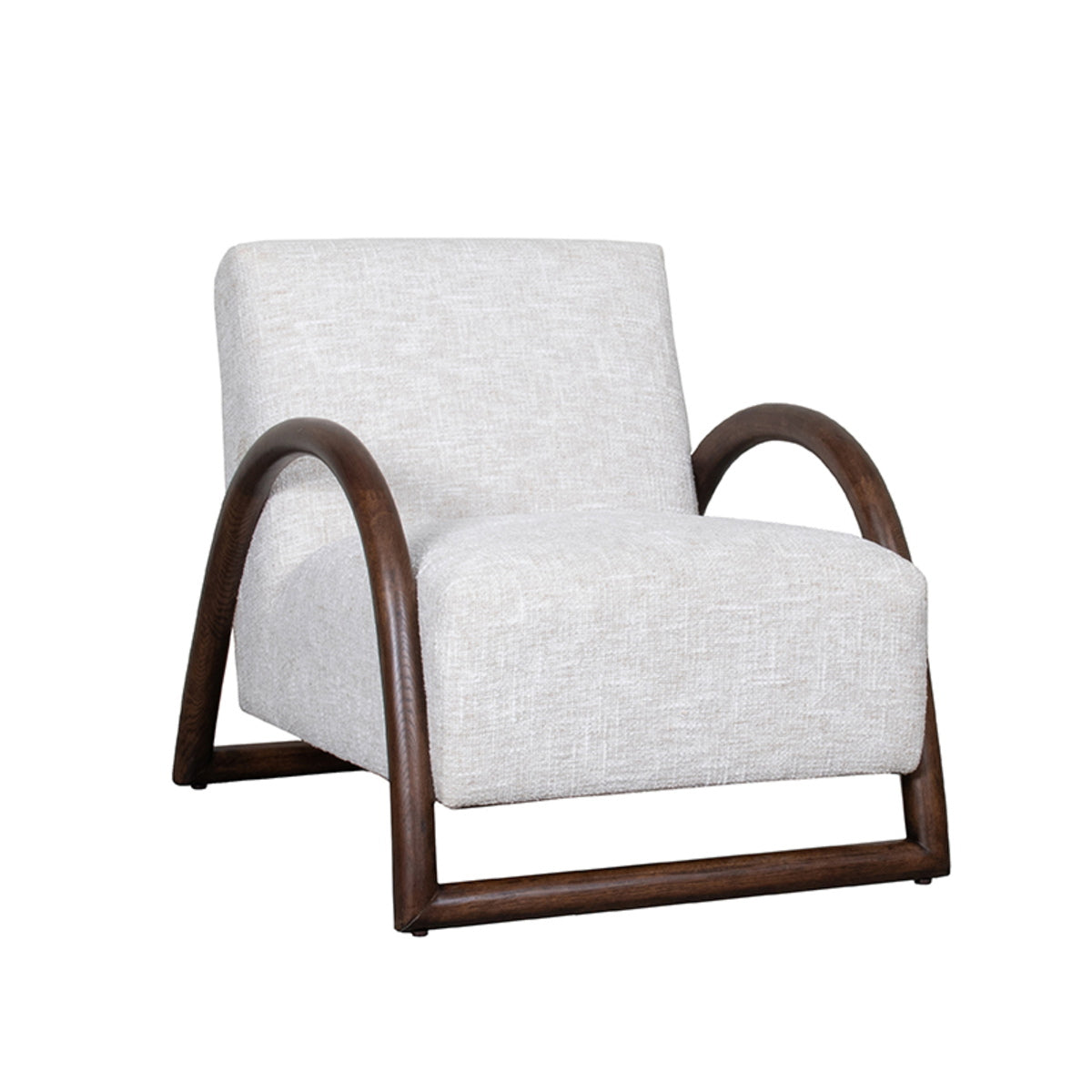 LABEL51 Fauteuil Viggo - Naturel/Walnoot Bouclé - 70x90x74cm