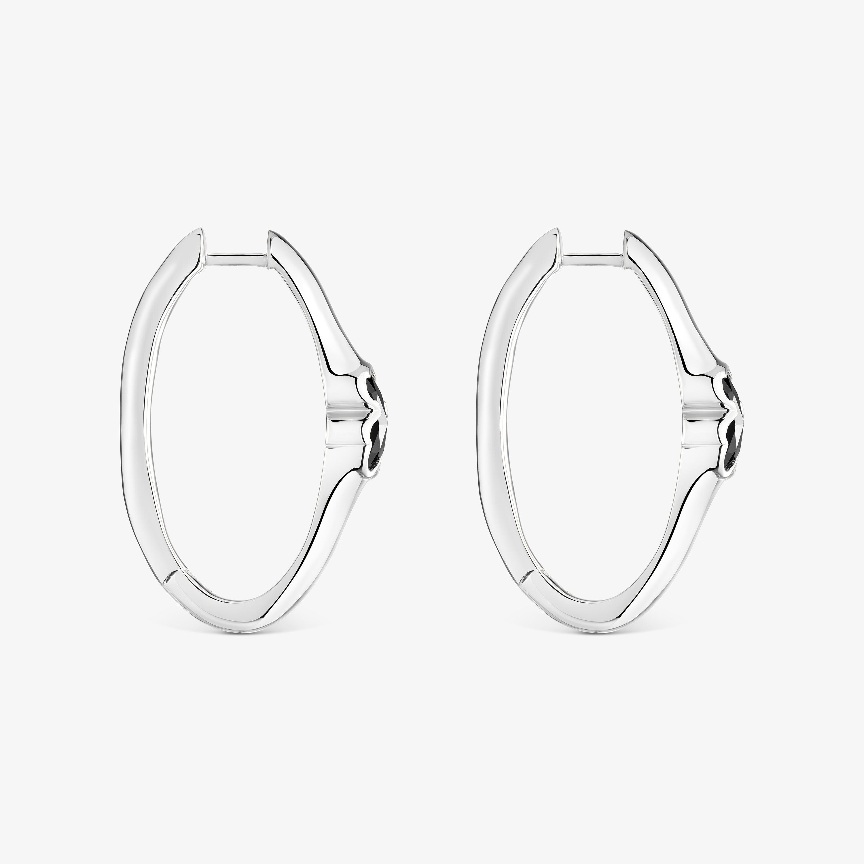 Pendientes de aro de plata y motivo oso en ónix 26 mm Icon Color