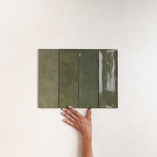 Faïence Effet Zellige Vert CINQUE TERRE Emerald 10x30cm - Les Carreaux de Jean
