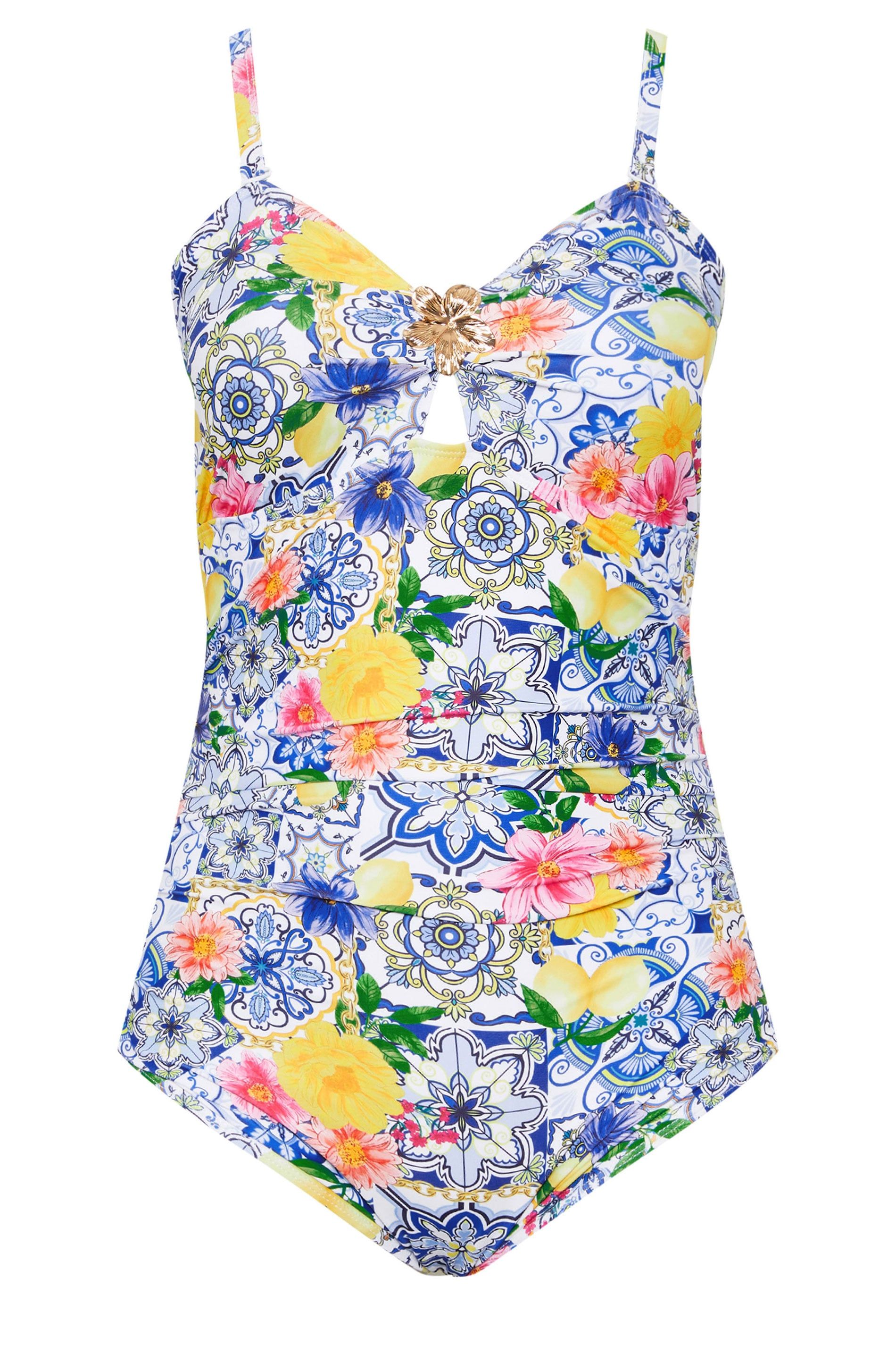 Yours Mediterranean Tile Bandeau Swimsuit