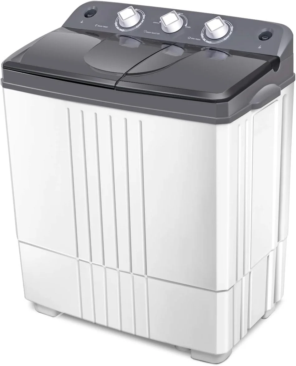 20lb Capacity Portable Washing Machine Combo, 12lb Washer  8lb Spin Dryer, Ideal for Apartments  RVs, Gray  White