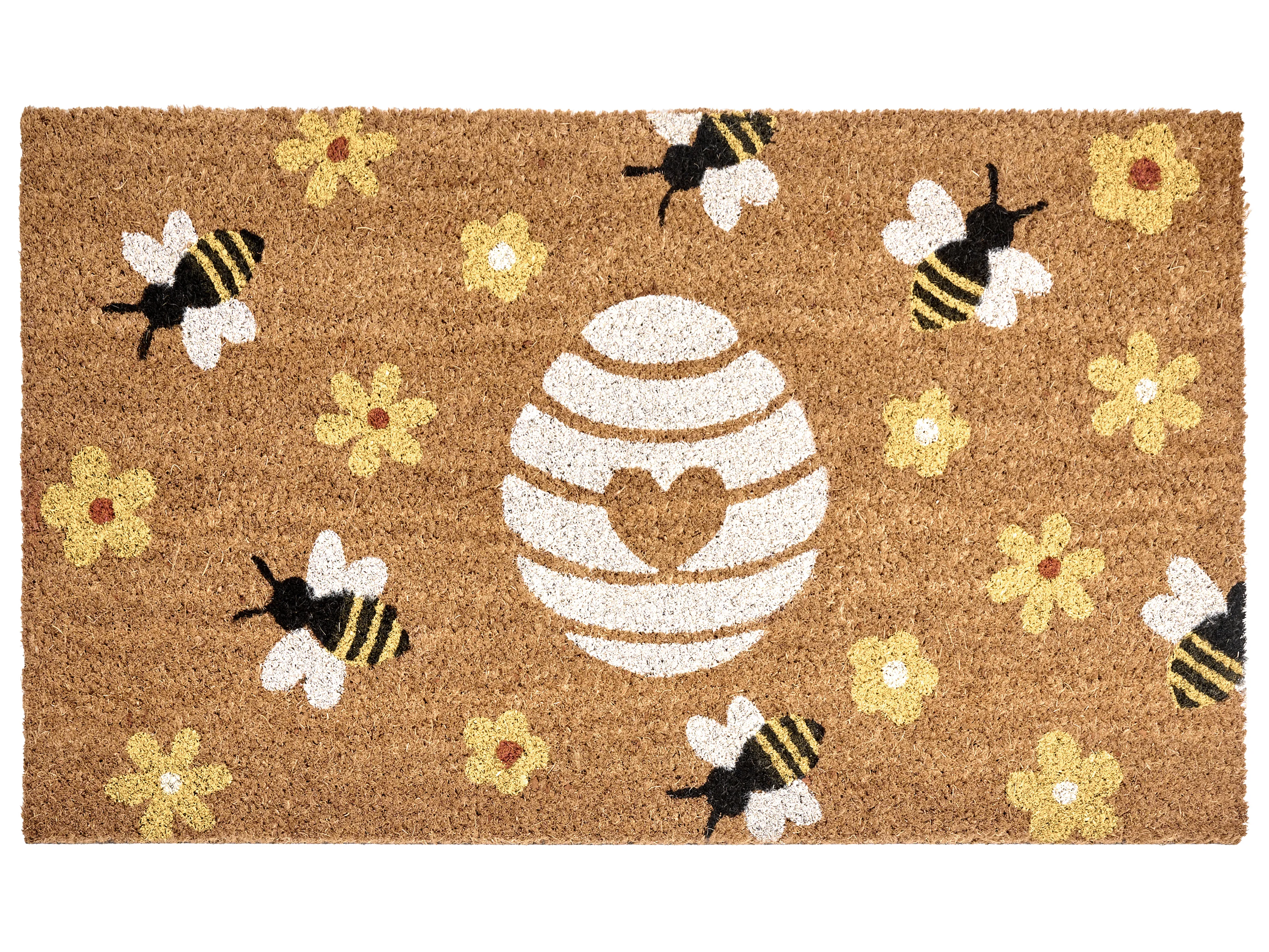 Doormat KIGALIK Natural 40 x 60 cm Bee Flower Coir
