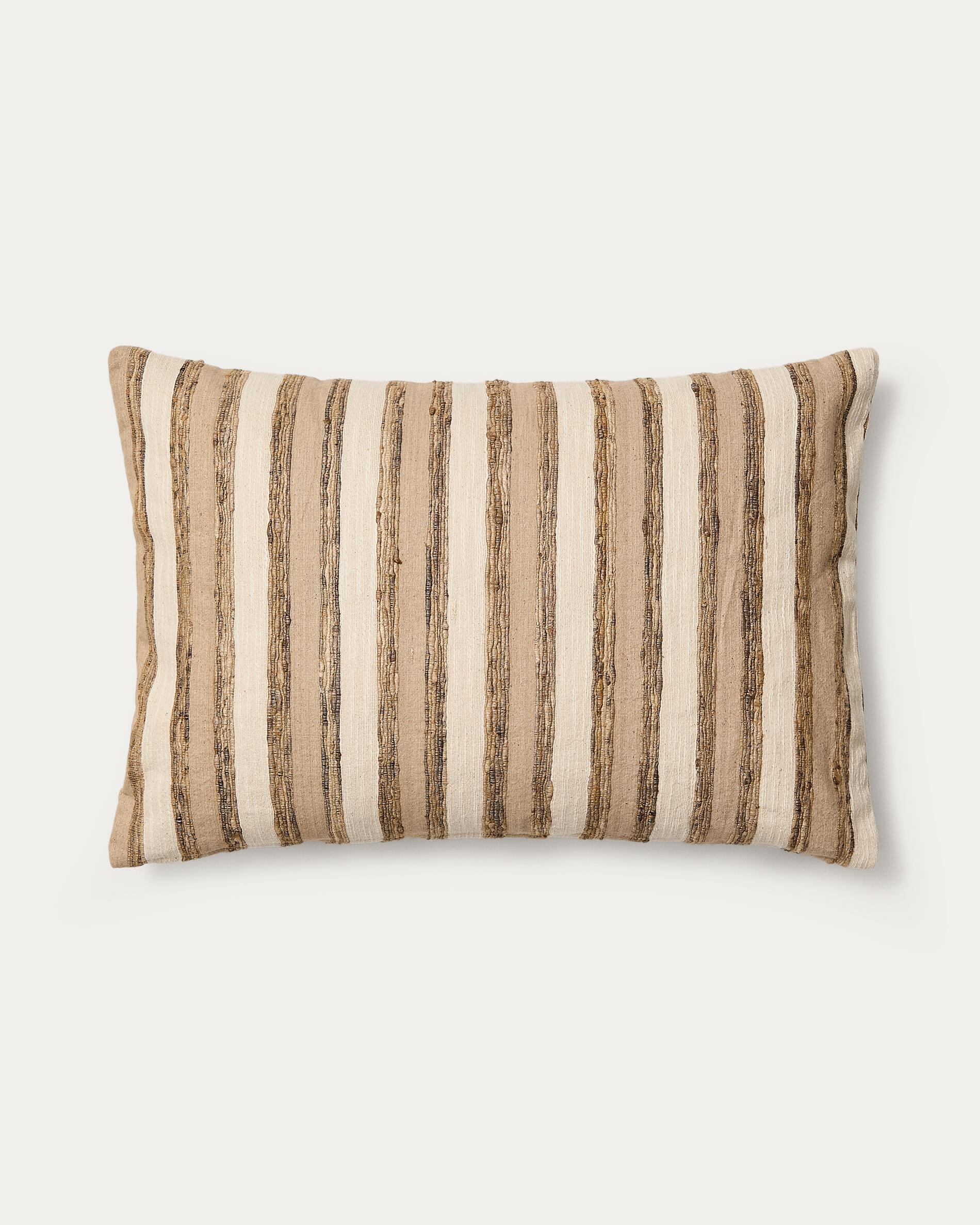 Dorevi ecru striped silk blend jacquard cushion cover 40 x 60cm