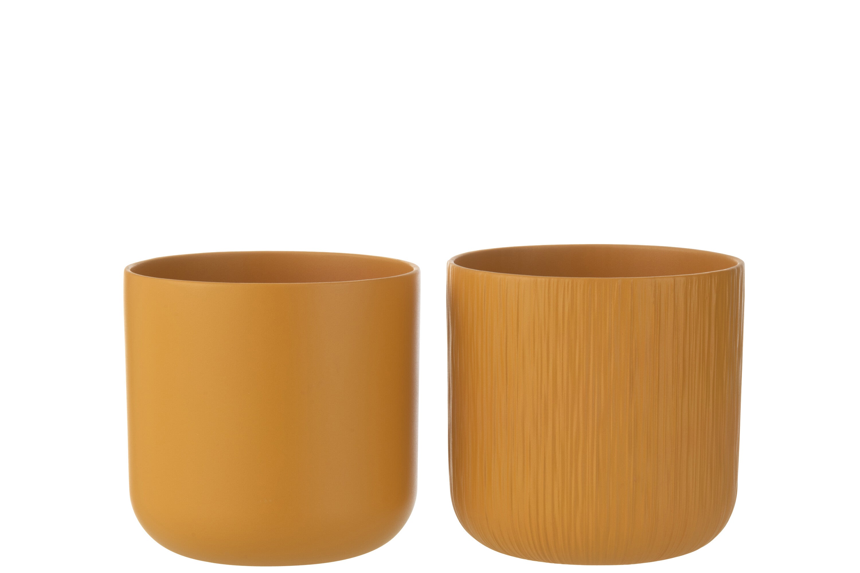 J-Line bloempot Gen - keramiek - oker - extra large - 2 stuks - Ø 20.5 cm