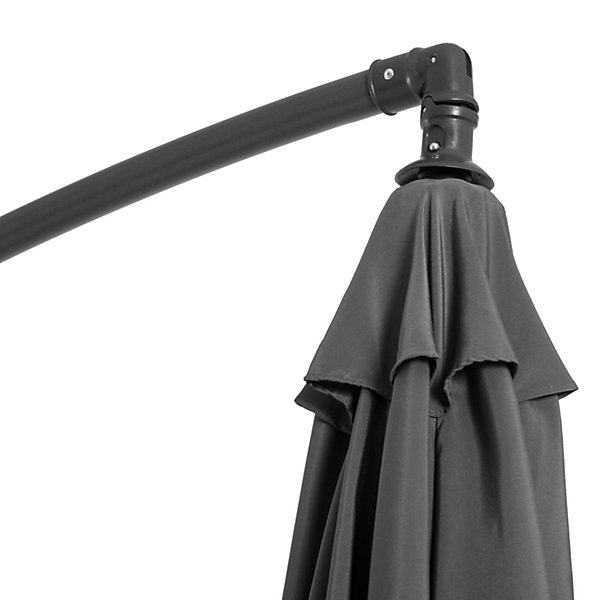 Parasol Kurbelschirm, 2,95x2,45 m, Gris, pour Jardin Terrasse