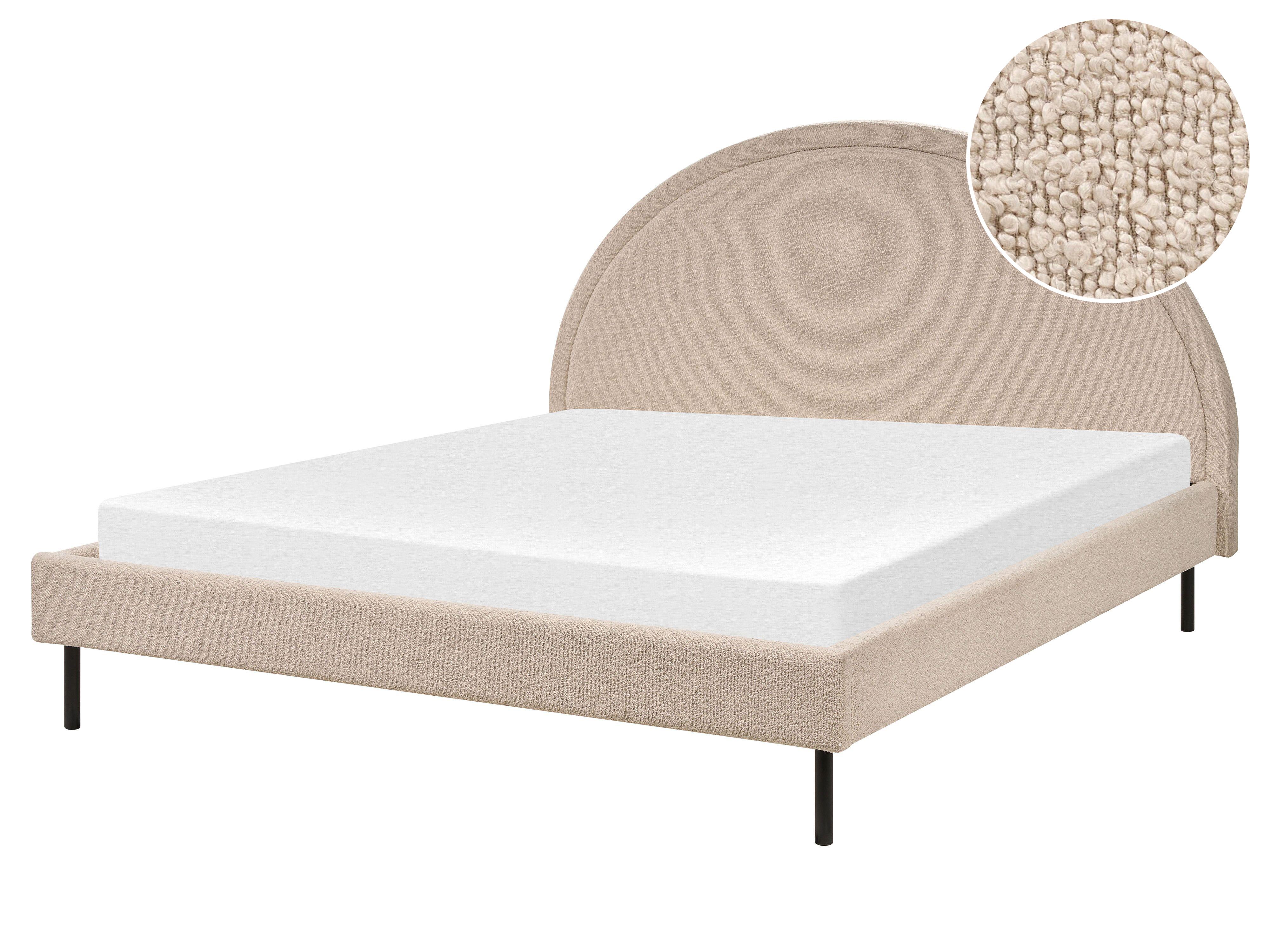 Bed Boucle MARGUT 160 x 200 cm (EU King Size) Beige