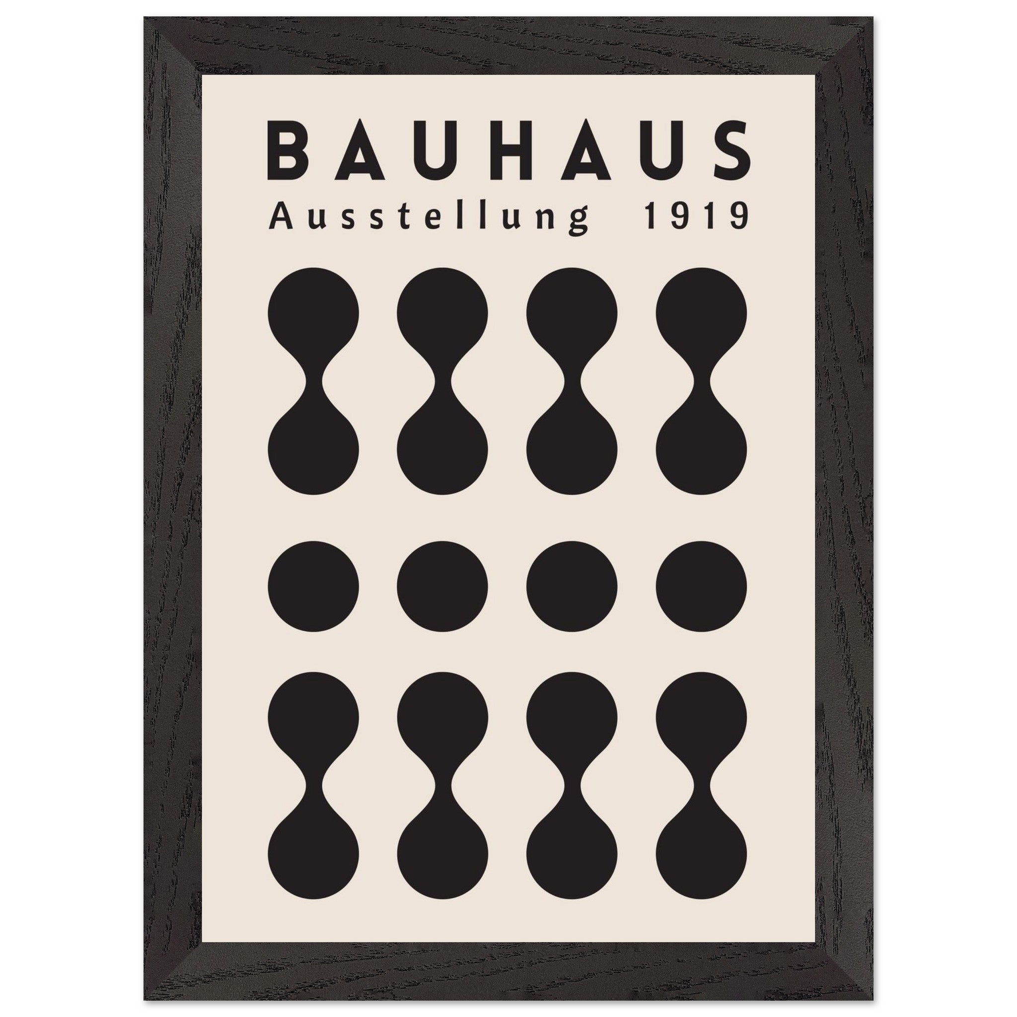 Artfulprints Poster met Lijst Bauhaus - Ausstellung 1919  - A4 21x29.7 cm - Zwart / Wit