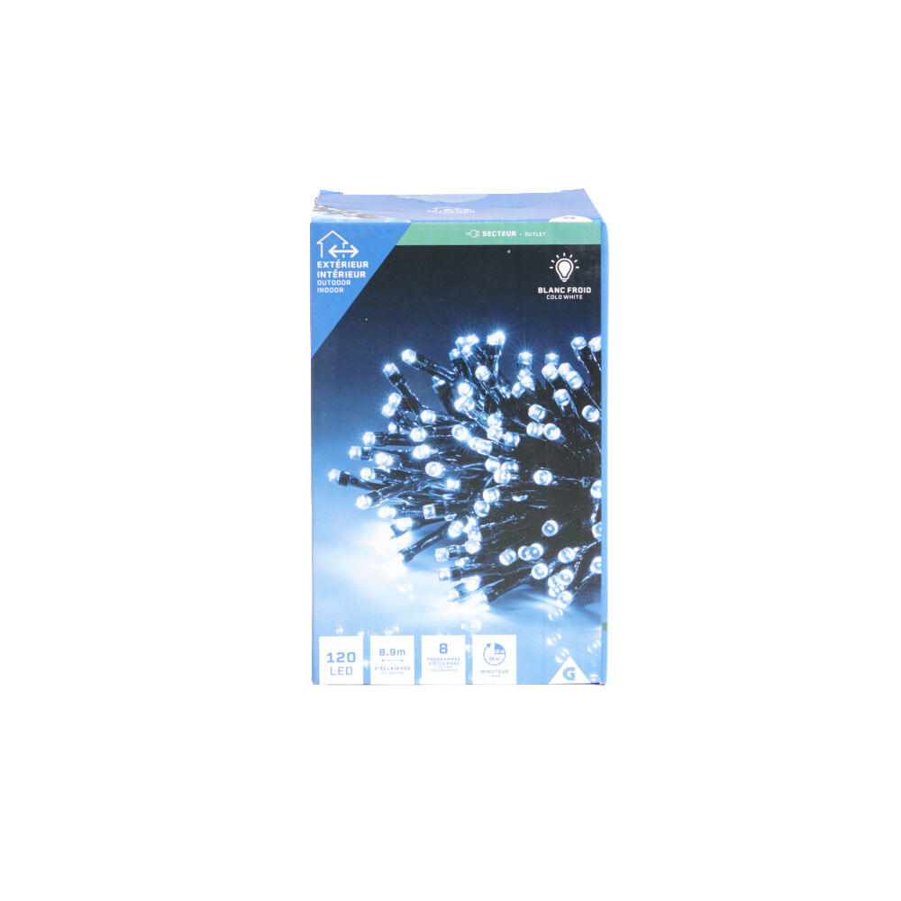Guirlande lumineuse extérieur 120LED blanc froid 8,9m