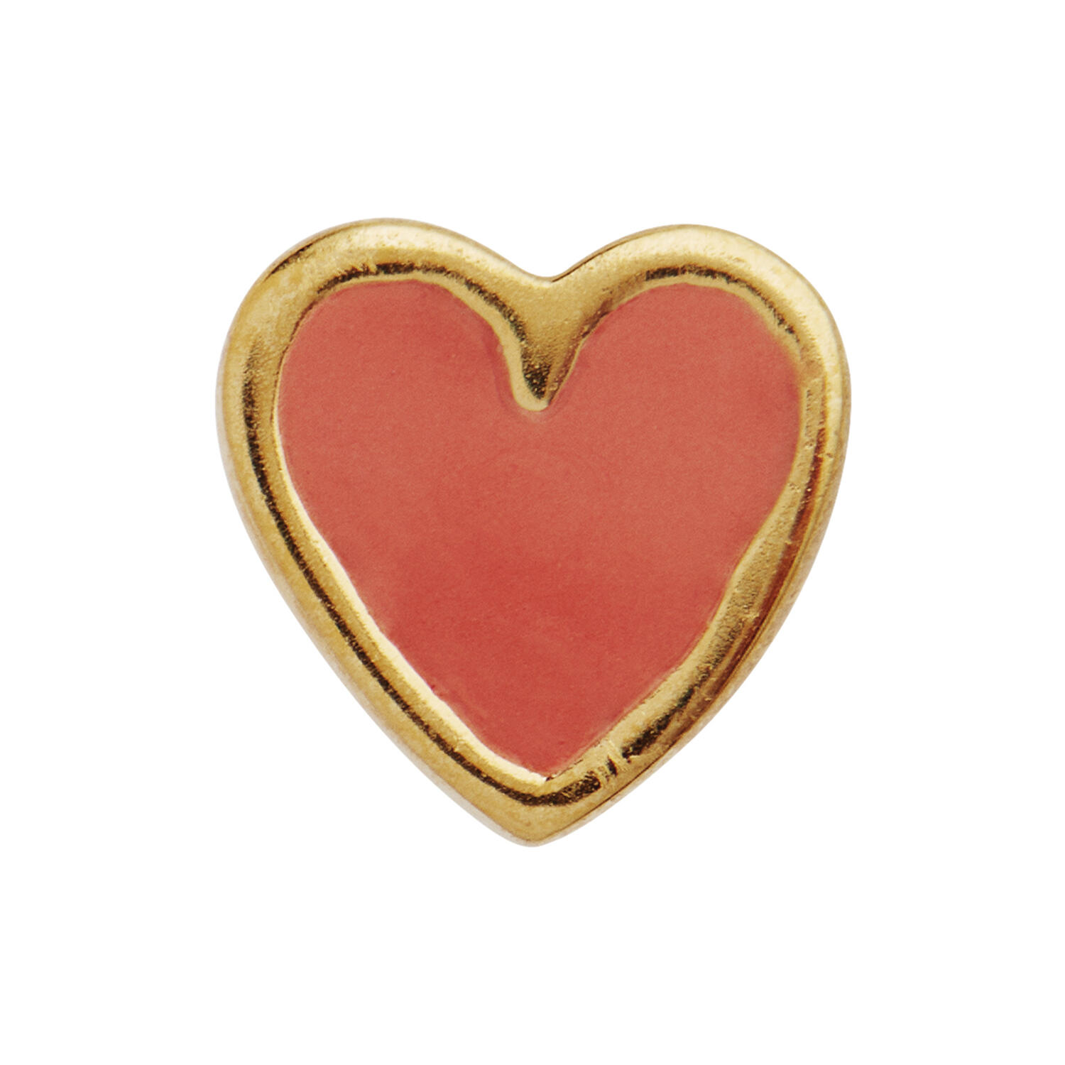 Petit Love Heart Coral Enamel Single, gold