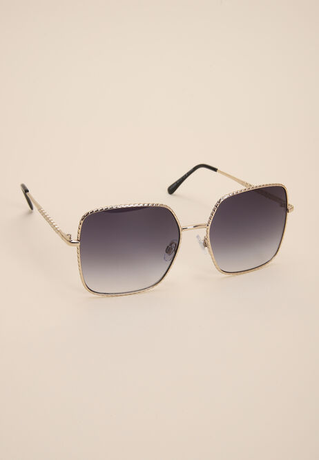 Womens Black Large Square Sunglasses