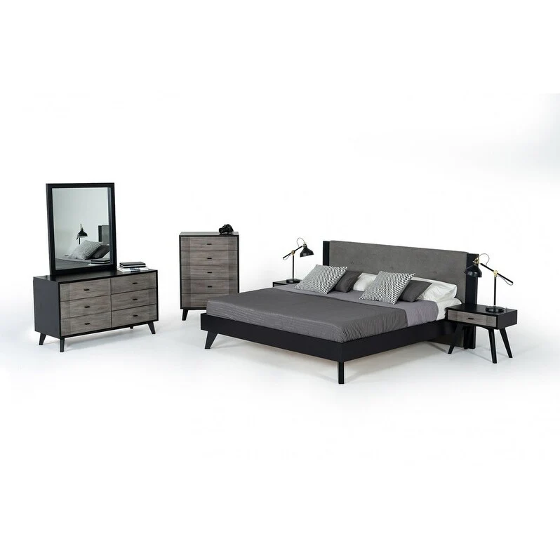 Nova Domus Panther Contemporary Grey & Black Bedroom Set