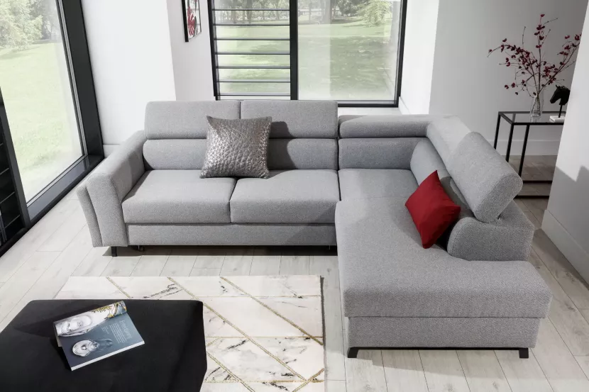 Narożnik z funkcją spania KAIROS VELVET granatowy lewy