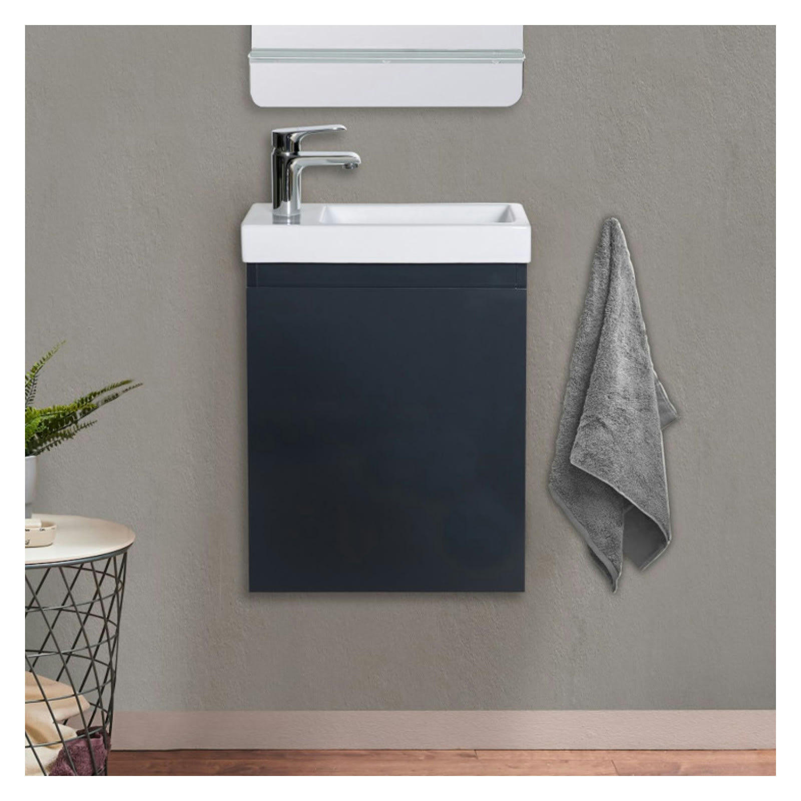 LISA - Meuble lave-mains  gris anthracite + robinet chromé