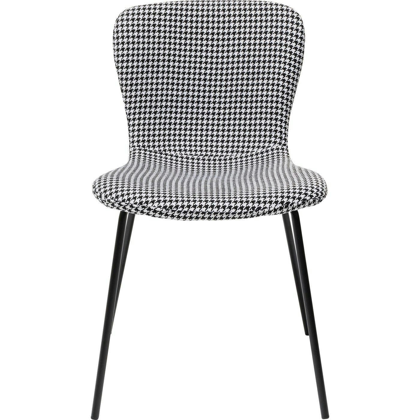 GERDA - Chaise pied-de-poule noir et blanc et acier noir