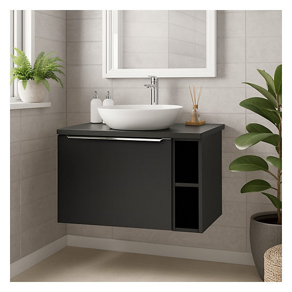 Ensemble de salle de bain VANTA : meubles sous vasque 80cm et plan pour vasque et vasque à poser