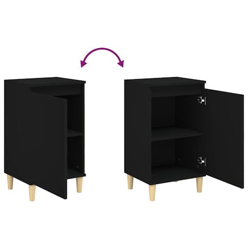 NNEVL Bedside Cabinets 2 pcs Black 40x35x70 cm Engineered Wood