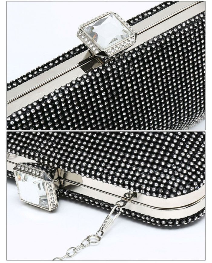 JFY Crystal Clasp Double Side Diamante Bag
