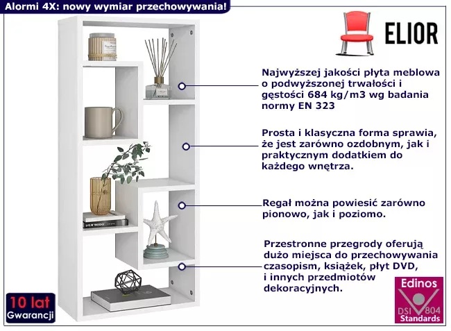 Biały nowoczesny regał wiszący lub stojący - Avero