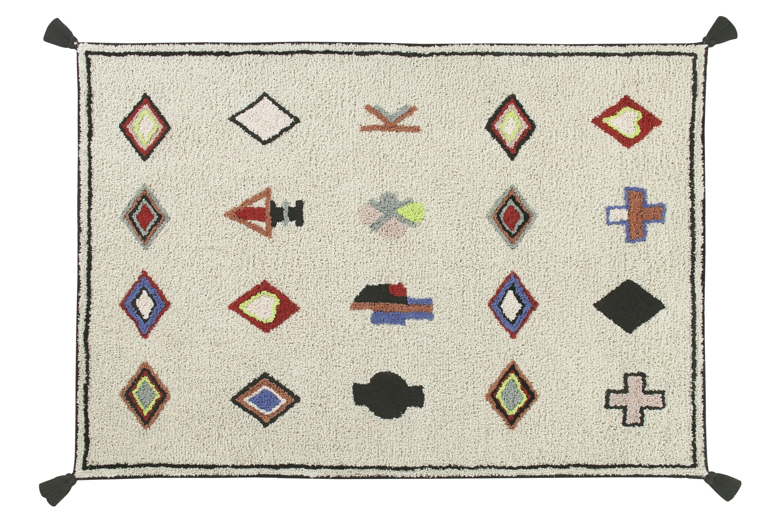 NAADOR - Tapis lavable en coton beige 140x200