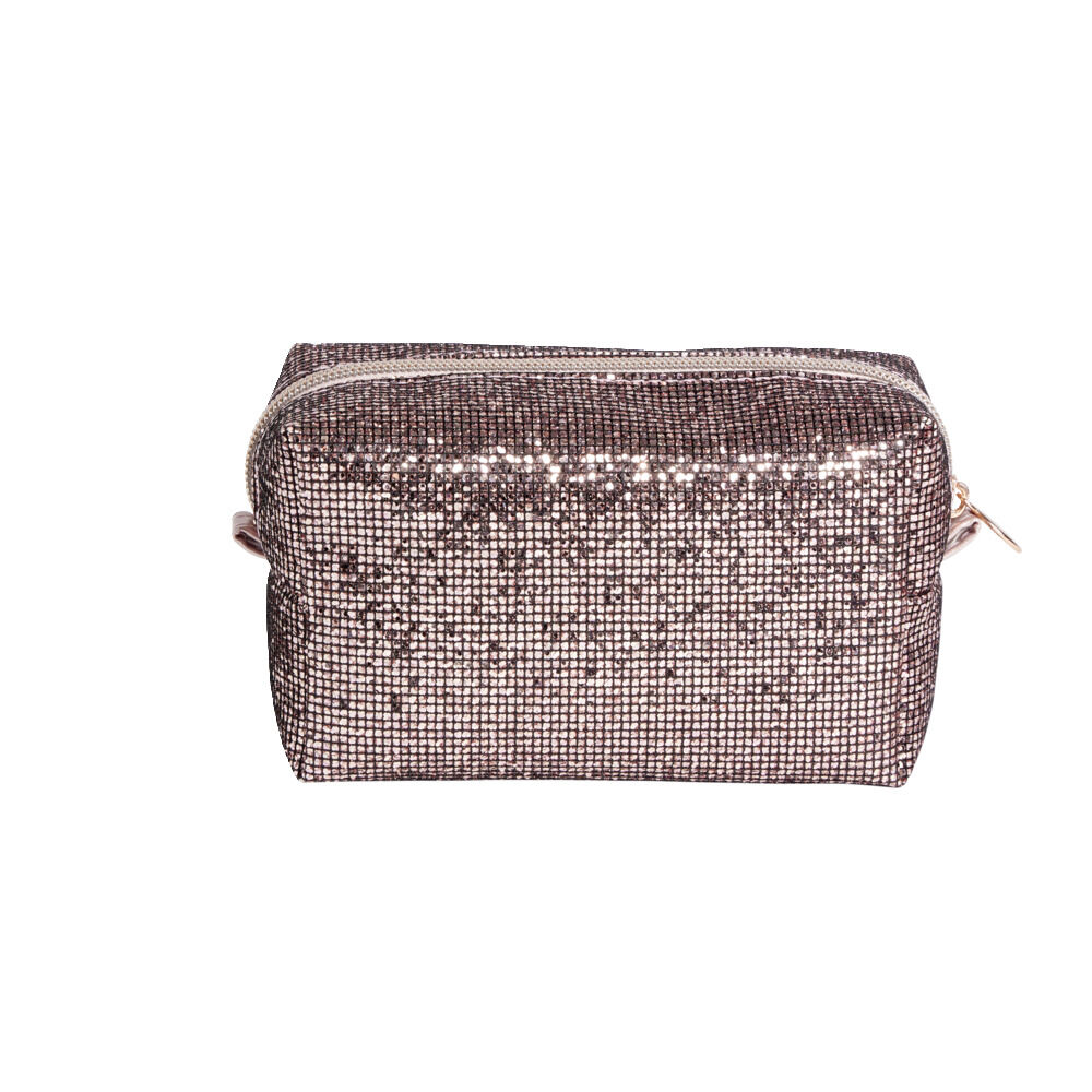 Pochette pailletée rectangulaire 15x7xH9cm - 2 modèles rose ou noir