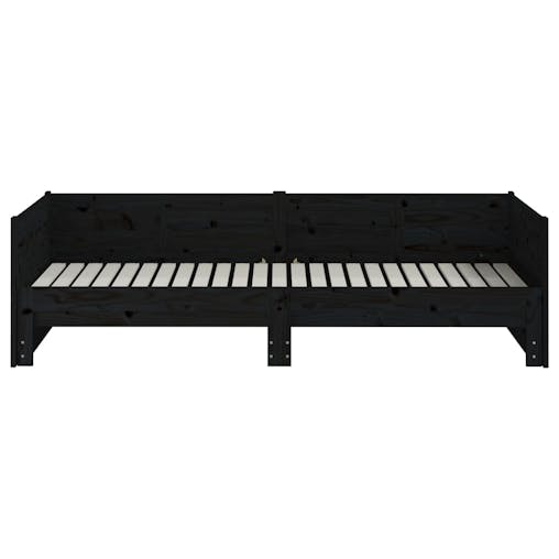 NNEVL Pull-out Day Bed Black Solid Wood Pine 2x(92x187) cm