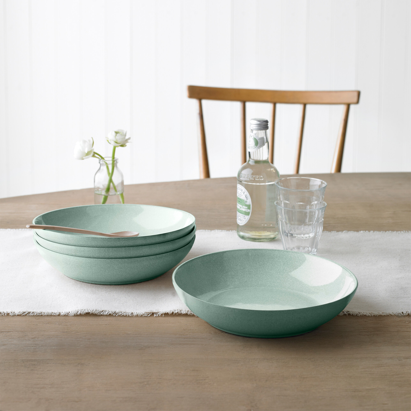 Elements Jade Light Green Pasta Bowls - Set Of 4