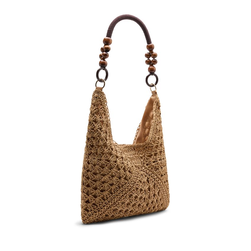 Manfield Beige raffia schoudertas